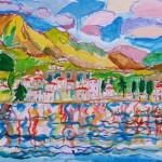 Lierna vista dal lago Dipinto eseguito dagli alunni di classe terza della Scuola Elementare Antonio Stoppani di Lierna